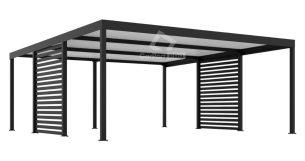CarPort PREMIUM - wiata samochodowa 6x5 - antracyt - zabudowa CP108