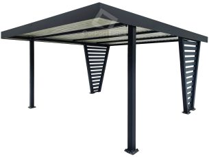 Carport V PREMIUM 4x5m - Wypełnienie panelami - Wiata samochodowa - antracyt CP136